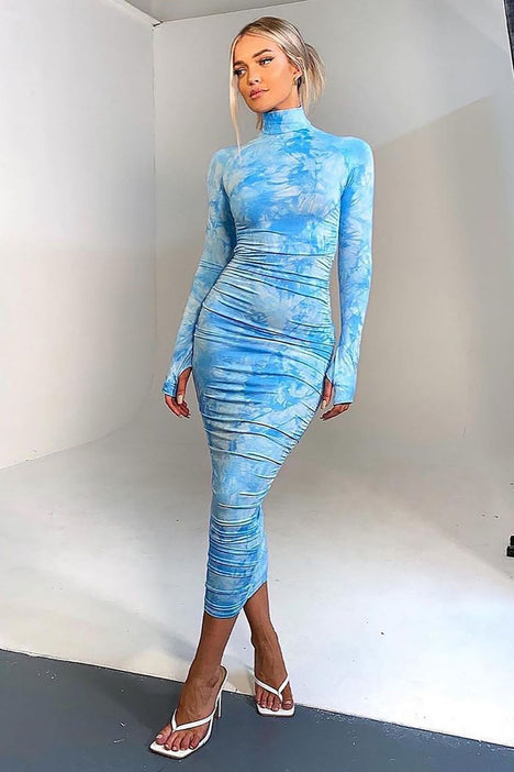 Want To Be Me Tie Dye Maxi Dress - Blue ...